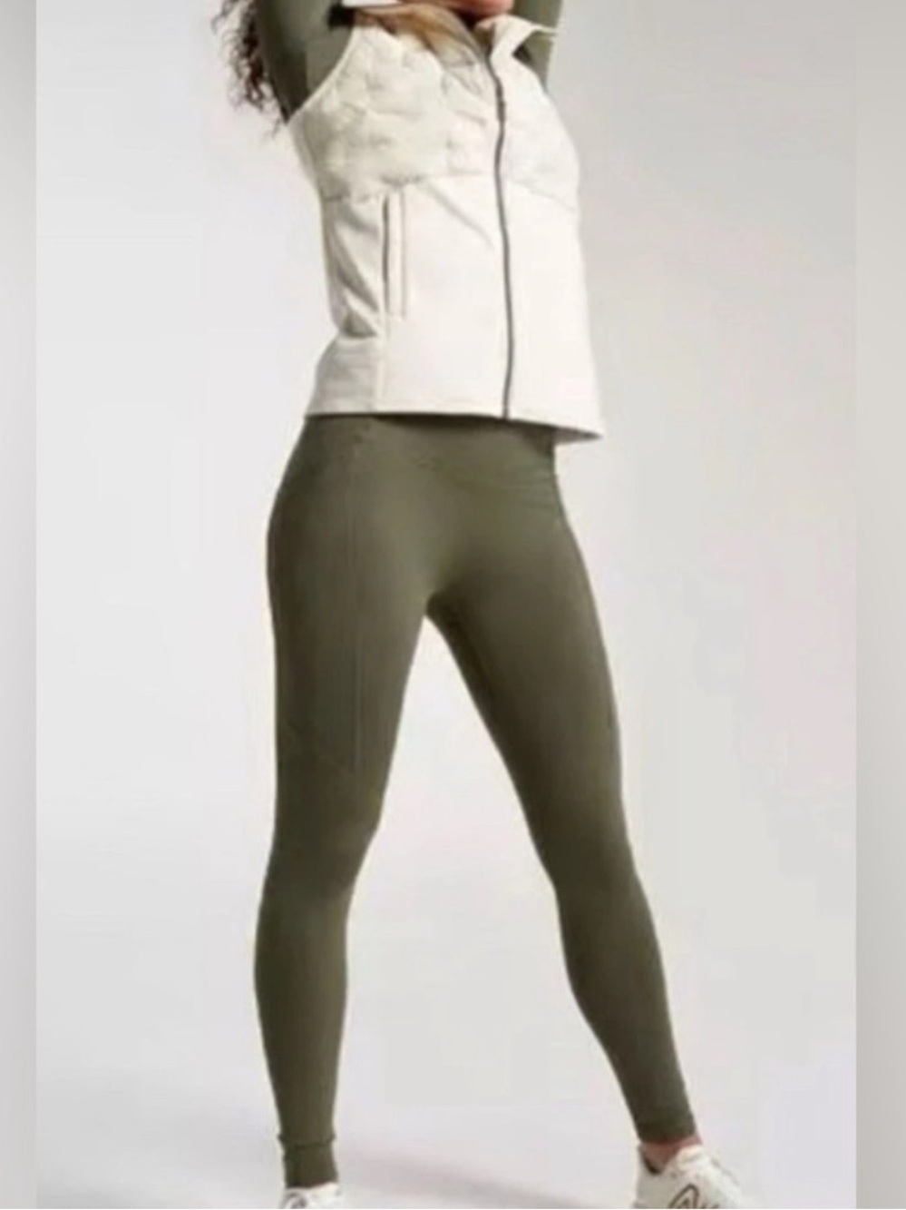 CALIA Fleece Lined Olive Green Active Leggings
